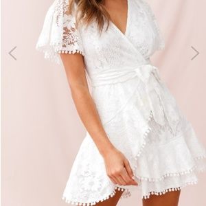 Selfie Leslie Cami Angel Sleeve Faux Wrap Dress